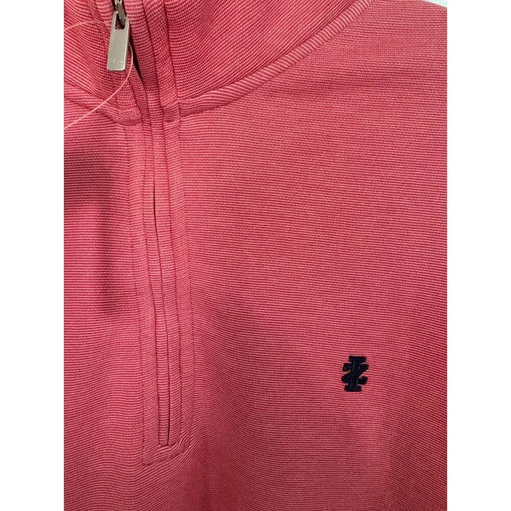 Izod Men Performance Comfort Quarter Zip Long Sleeve Pullover Holly Berry Medium